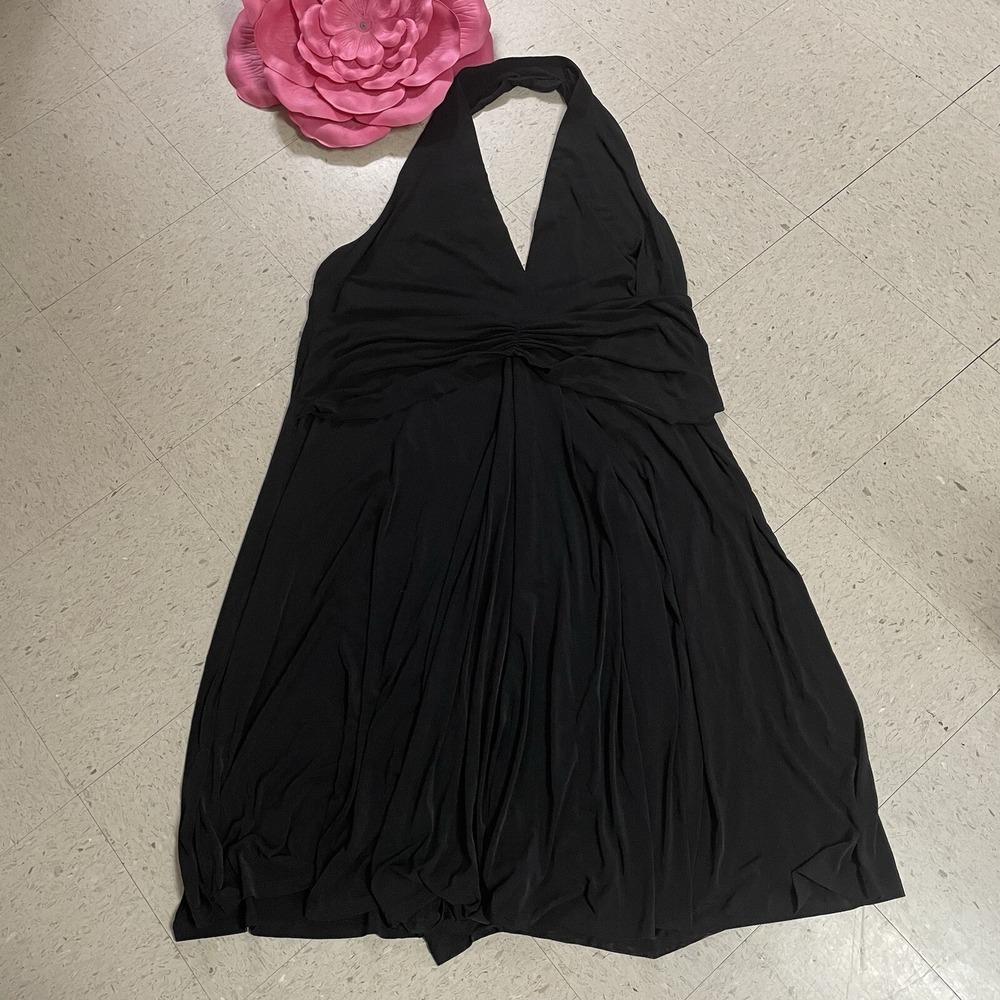 NWT $90 LANE BRYANT Womens Sz 26 Black Stretch Halter Dress